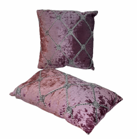Cojines terciopelo malva plata - 4