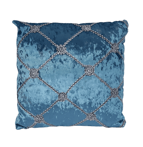 Cojines terciopelo azul plata - 4