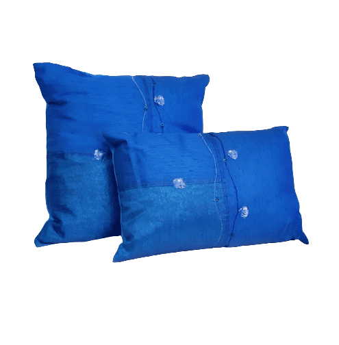 Cojines azul seda
