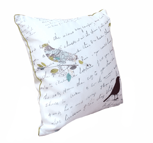 Cojín blanco letras grises 45 x 45