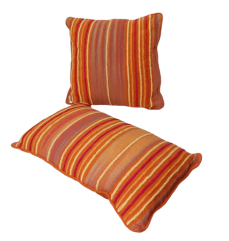 Cojines naranjas de rayas de chenilla 45 x 45