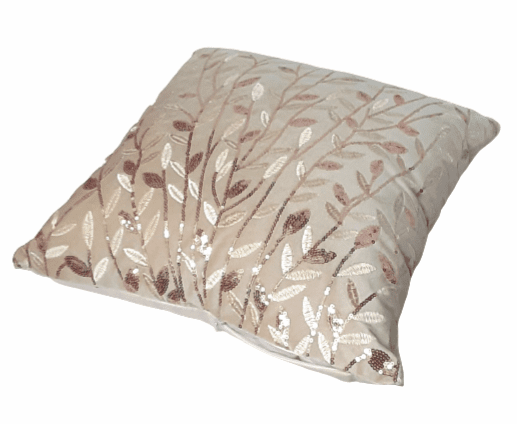 Cojín hojas lentejuelas 40 x 40 - 1