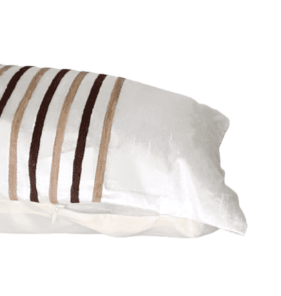 Cojines blancos rayas marrones 30 x 50 - 1