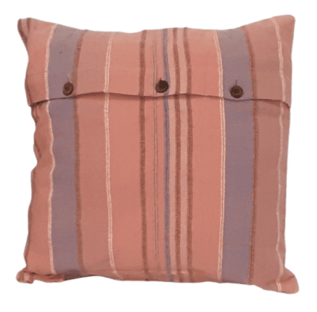 Funda de cojín rústica de rayas rosas - 1