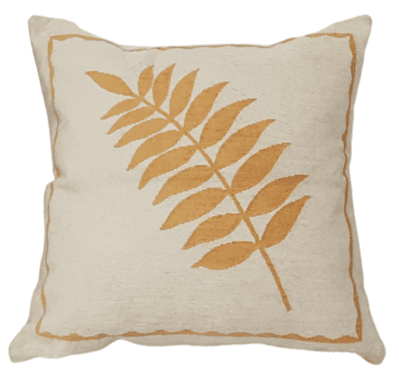 Funda cojines chenilla cruda hojas 50 x 50