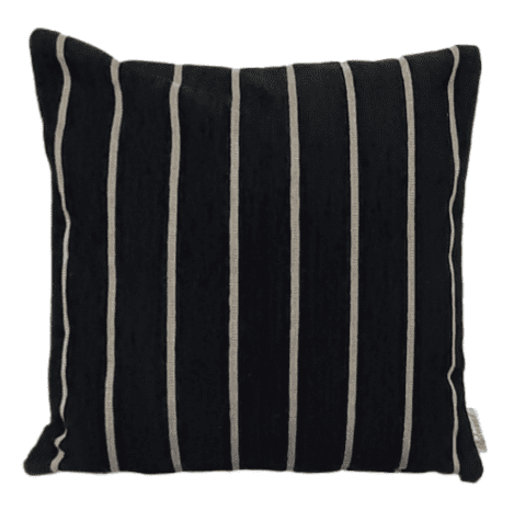 Funda de cojín negra de chenilla a rayas 45 x 45