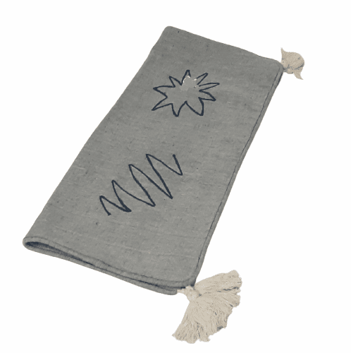 Funda de cojín azul claro con flecos 45 x 45 - 3