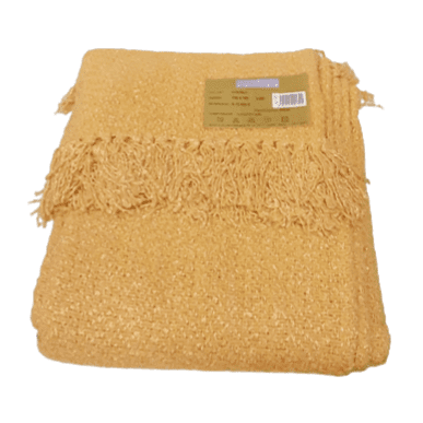 Manta flecos amarilla 120 x 180