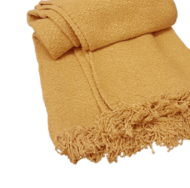 Manta flecos amarilla 120 x 180 - 3