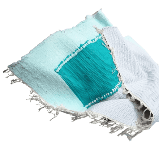 Jarapa artesanal turquesa gris 150 x 225 - 1