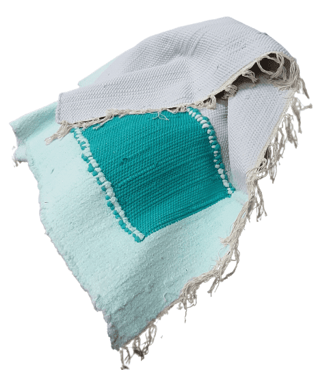 Jarapa artesanal turquesa gris 150 x 225 - 3