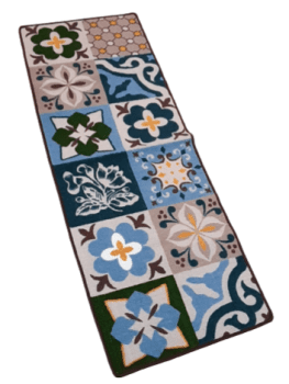 Alfombra antideslizante mosaico azul 50 x 150 - 2