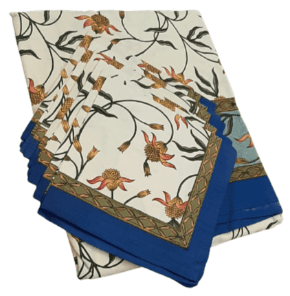 Mantelería flores azul 150 + 6 servilletas - 2