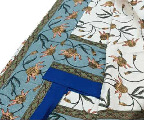 Mantelería flores azul 150 + 6 servilletas - 3