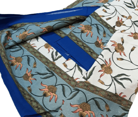 Mantelería flores azul 150 + 6 servilletas - 4