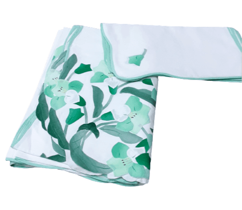 Mantelería bordada verde