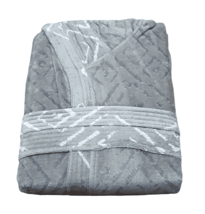 Albornoz terciopelo gris capucha L