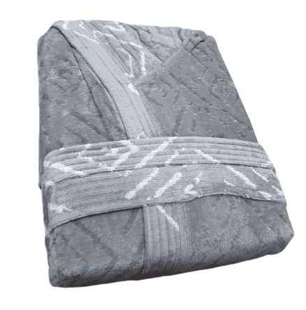 Albornoz terciopelo gris capucha L - 3