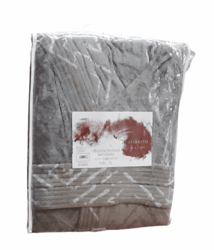 Albornoz terciopelo gris capucha L - 4