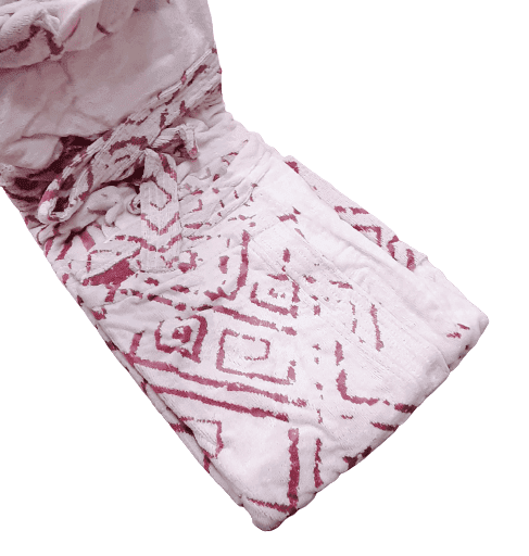 Albornoces terciopelo rosa geométrico L - 2