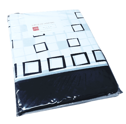 Juego sábanas cuadrados negros. Cama: 135