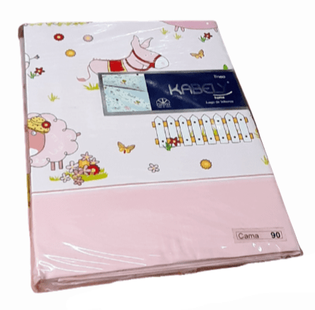 Juego de sábanas rosa granja. Cama 90