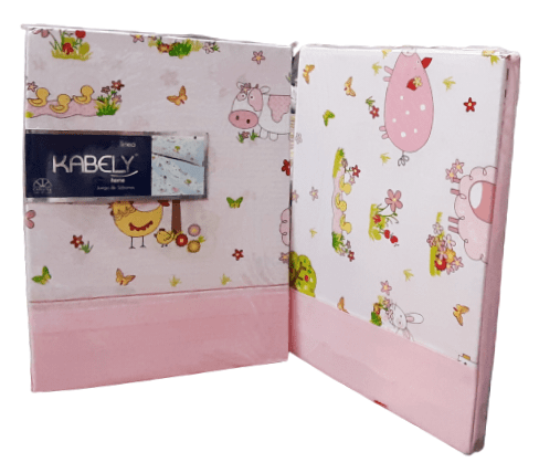 Juego de sábanas rosa granja. Cama 90 - 1