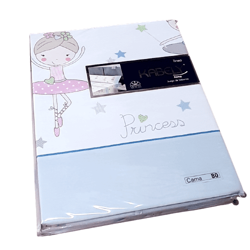 Juego sábanas azul bailarinas: cama 80