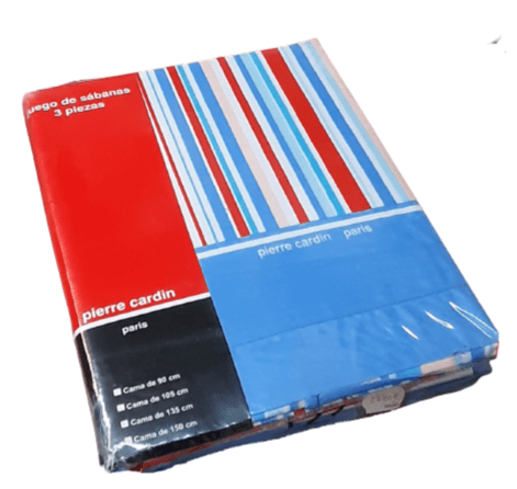 Juego de sábanas rayitas azules. Cama: 135