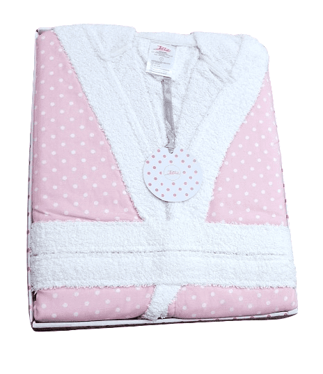 Albornoz rosa lunares. Tallas: 10-12