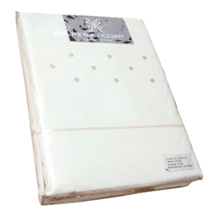 Juego de sábanas topos bordados beige. Cama 150