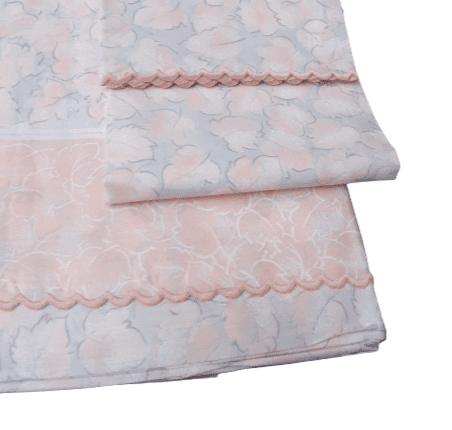 Juego de sábanas hojas rosadas. Cama 90 - 1