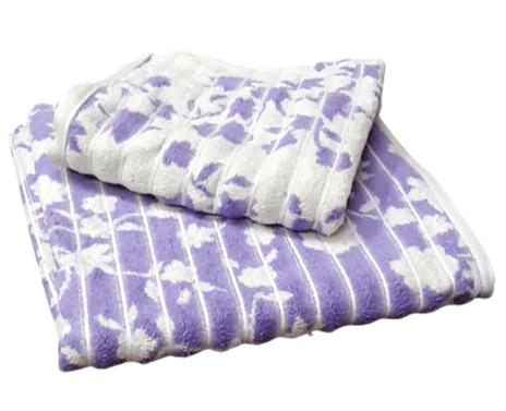 Toallas flores lila crudo