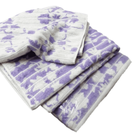 Toallas flores lila crudo - 1