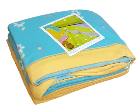 Juego de sábanas azul flores. Cama 150