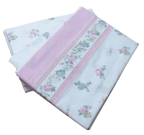 Juego de sábanas de franela flores rosa. Cama 80