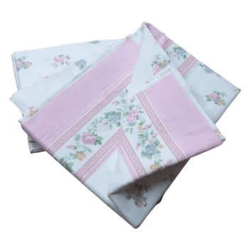 Juego de sábanas de franela flores rosa. Cama 80 - 1