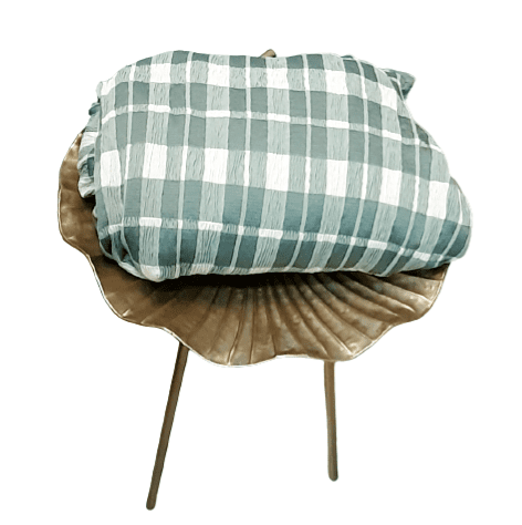 Funda de sillón de cuadros verdes y beige. 1 plaza - 3