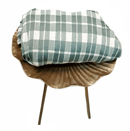 Funda de sillón de cuadros verdes y beige. 1 plaza - 5