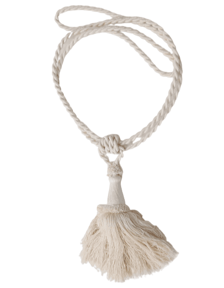 Abrazadera blanca y beige de cordón