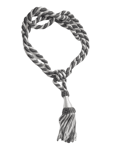 Abrazadera cortinas blanco y gris