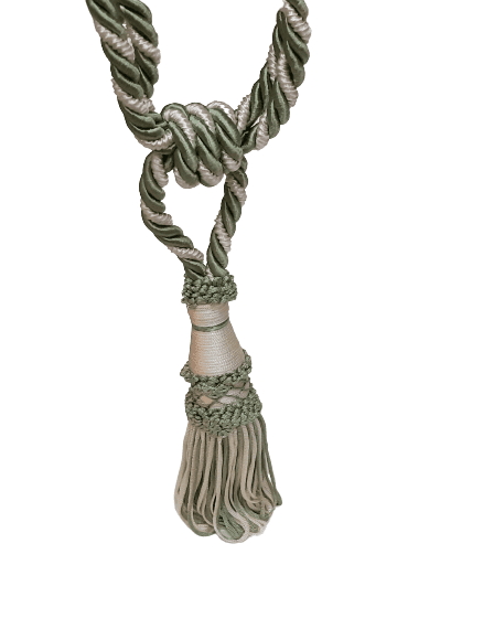 Abrazadera de cortinas verde y beige - 4