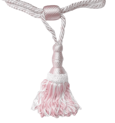 Abrazaderas de cortinas en rosa y blanco