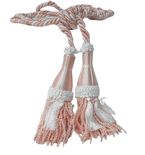 Abrazadera de cortinas salmón con 2 borlas