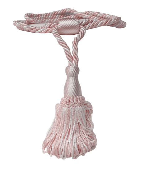 Abrazadera para cortinas blanco y rosa