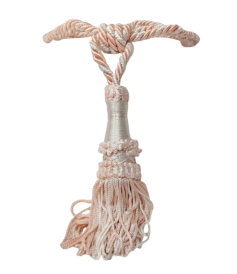 Abrazadera de seda salmón y beige