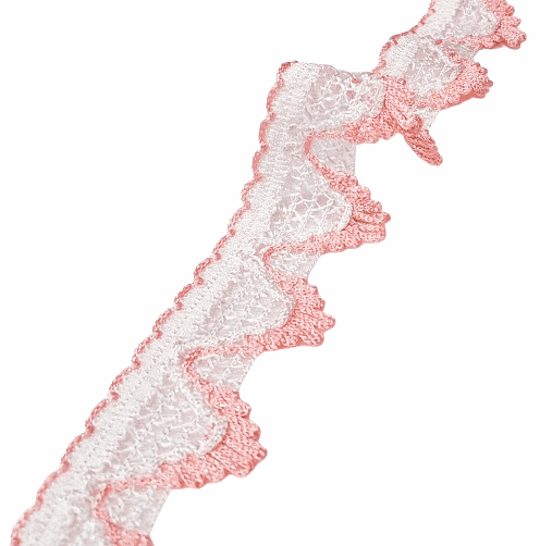 Puntilla de blonda Ondas blancas y rosas - 1