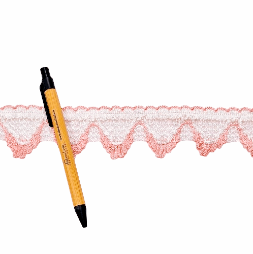 Puntilla de blonda Ondas blancas y rosas - 2