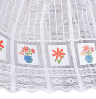 Visillo confeccionado 210 flores naranjas por metros+ bandó - 1