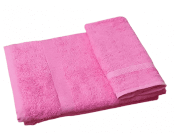 Juego de toallas finas rosa. Ducha + lavabo + tocador - 1